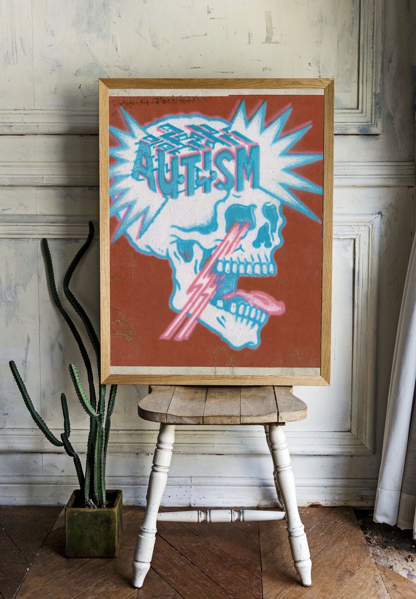 Autism Skull Graffiti Poster. — room view 1