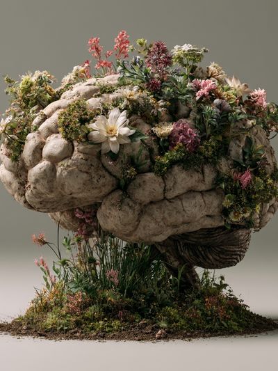 Floral Brain Surrealism Print.