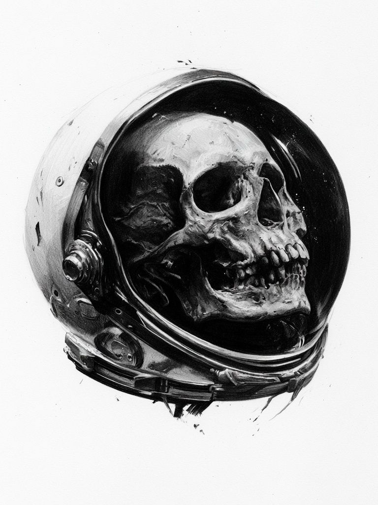 Astronaut Skull — Surrealism Print. poster — fine-art art