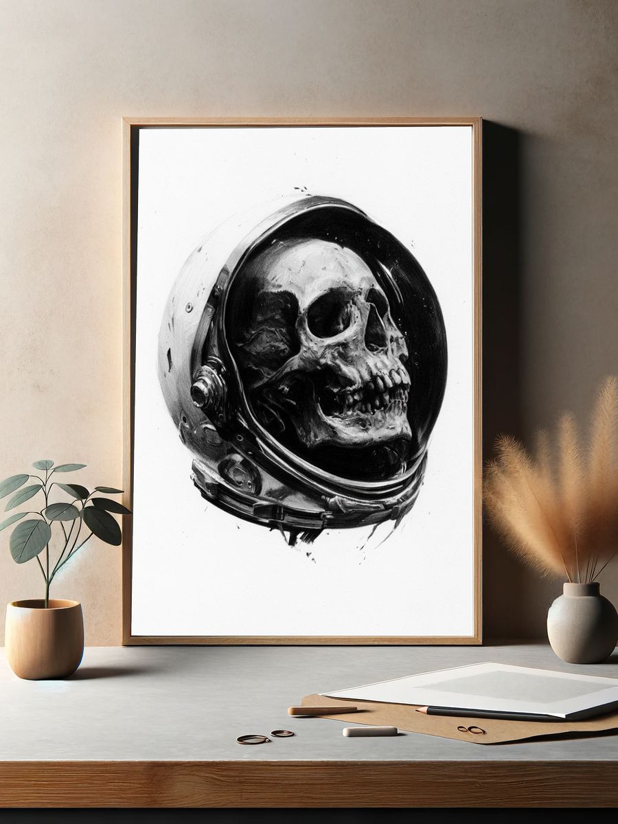 Astronaut Skull — Surrealism Print. — room view 2