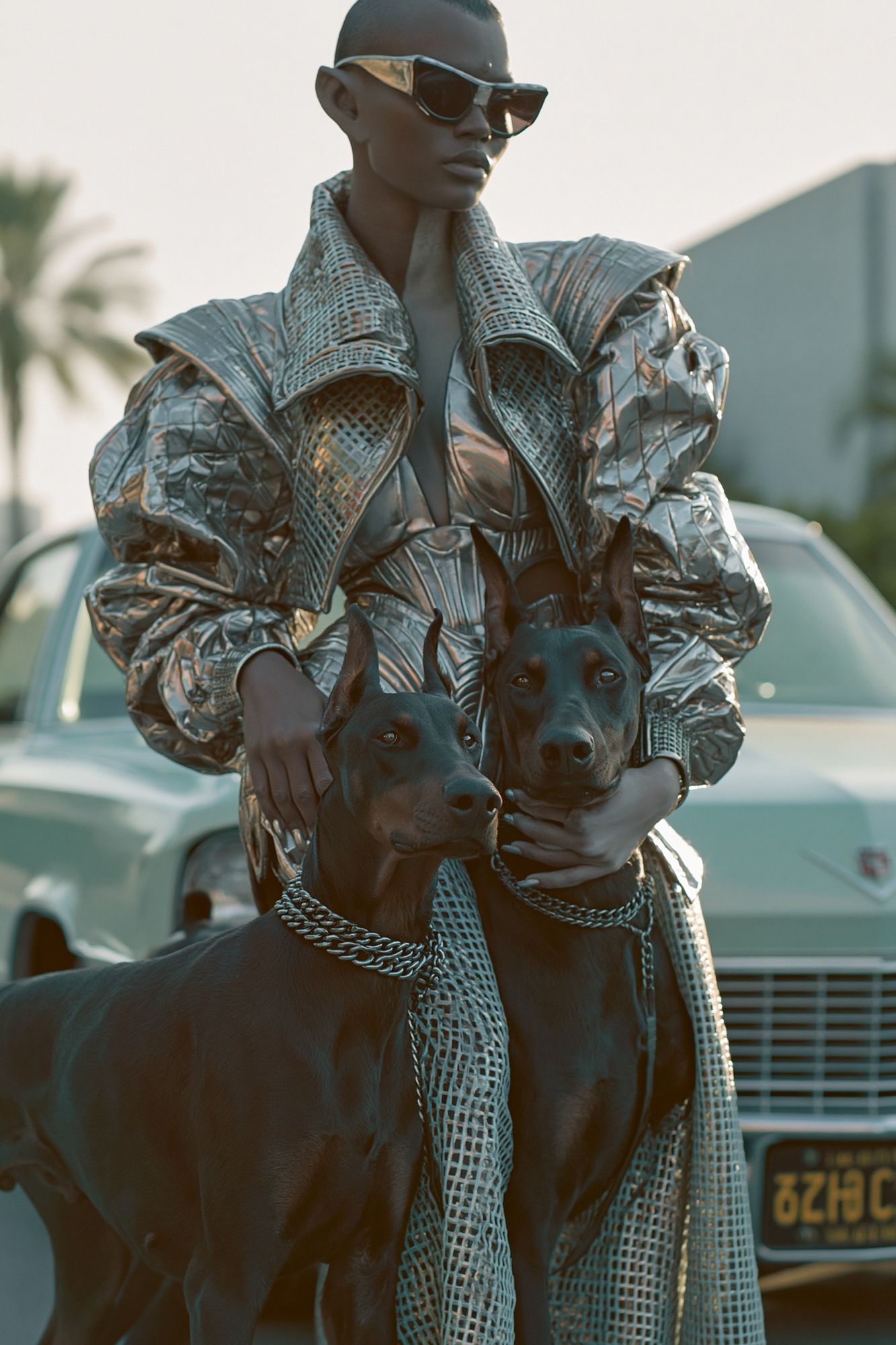 Fashion Portrait with Dobermans Poster. poster — photography art