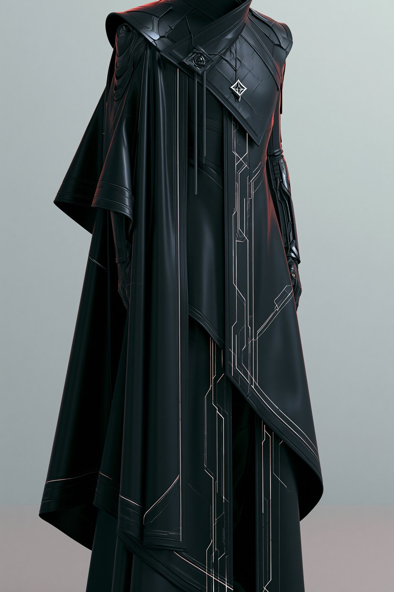 Futuristic Black Cloak Fashion Print. poster — fashion art