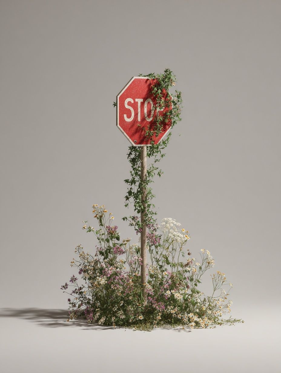 Stop Sign Floral Surrealism Print. poster — fine-art art