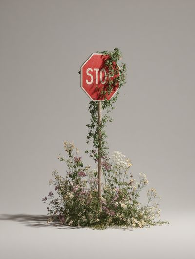 Stop Sign Floral Surrealism Print. poster print