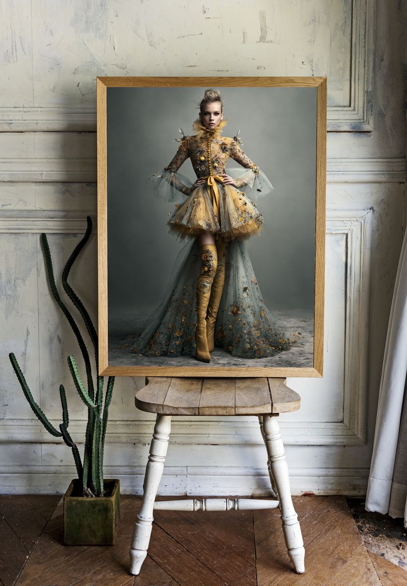 Haute Couture Floral Portrait Poster. room preview
