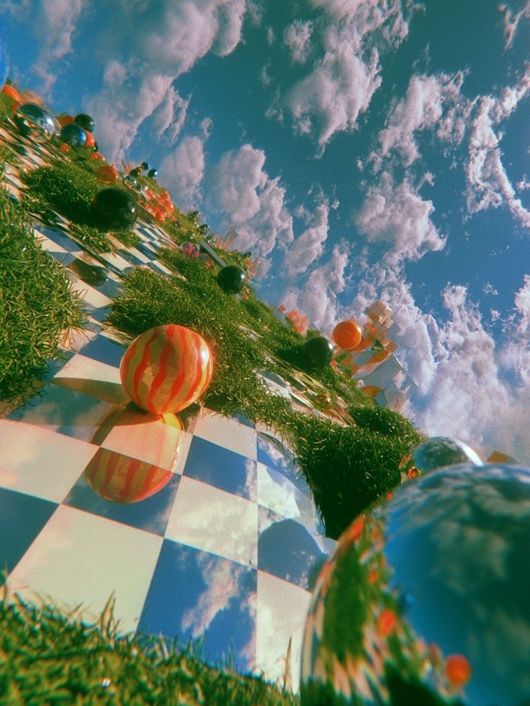 Surreal Checkerboard Sky Poster. poster — fine-art art