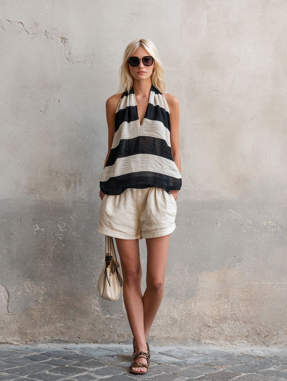 Striped Fashion Portrait Poster. poster — fashion art