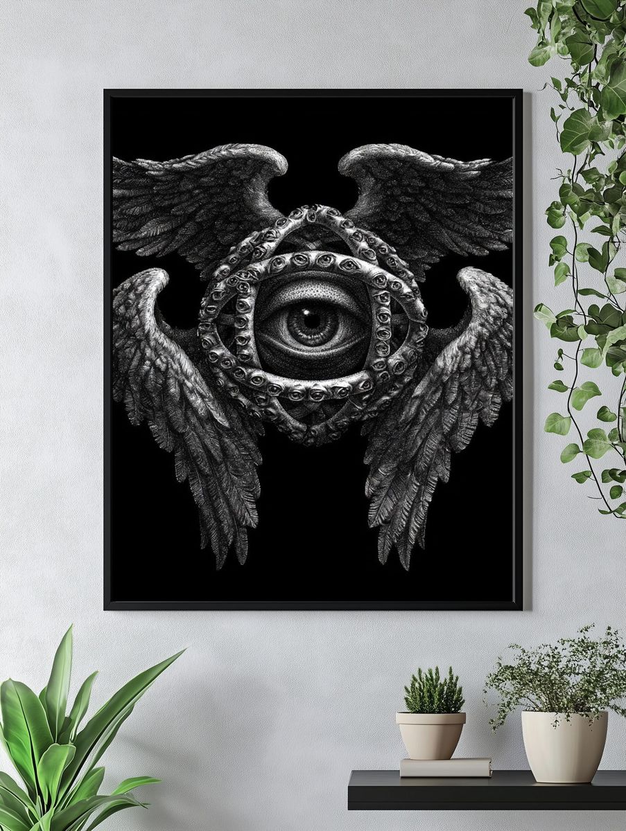 Winged Eye Surrealism Print. — room view 4