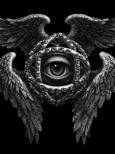 Winged Eye Surrealism Print. poster