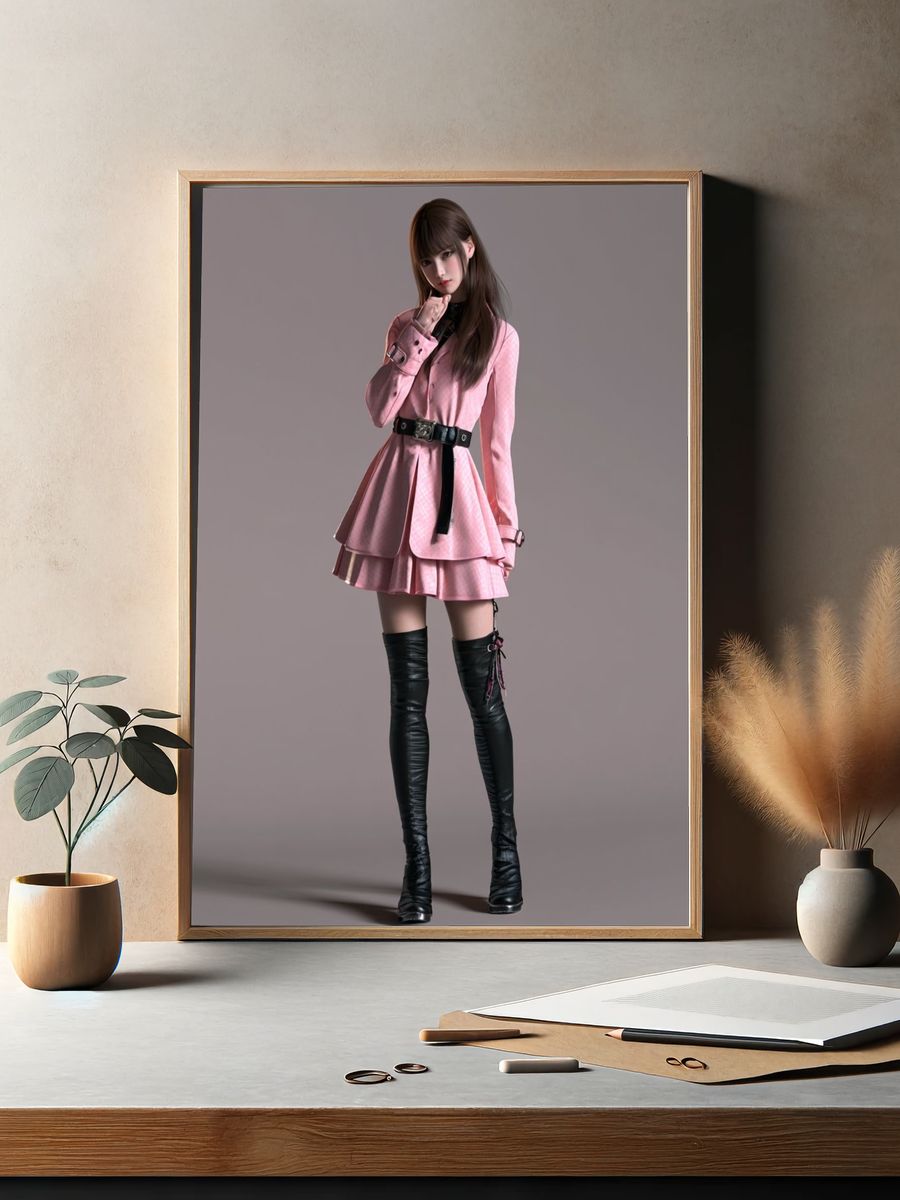 Pink Fashion Portrait Poster. — room view 2
