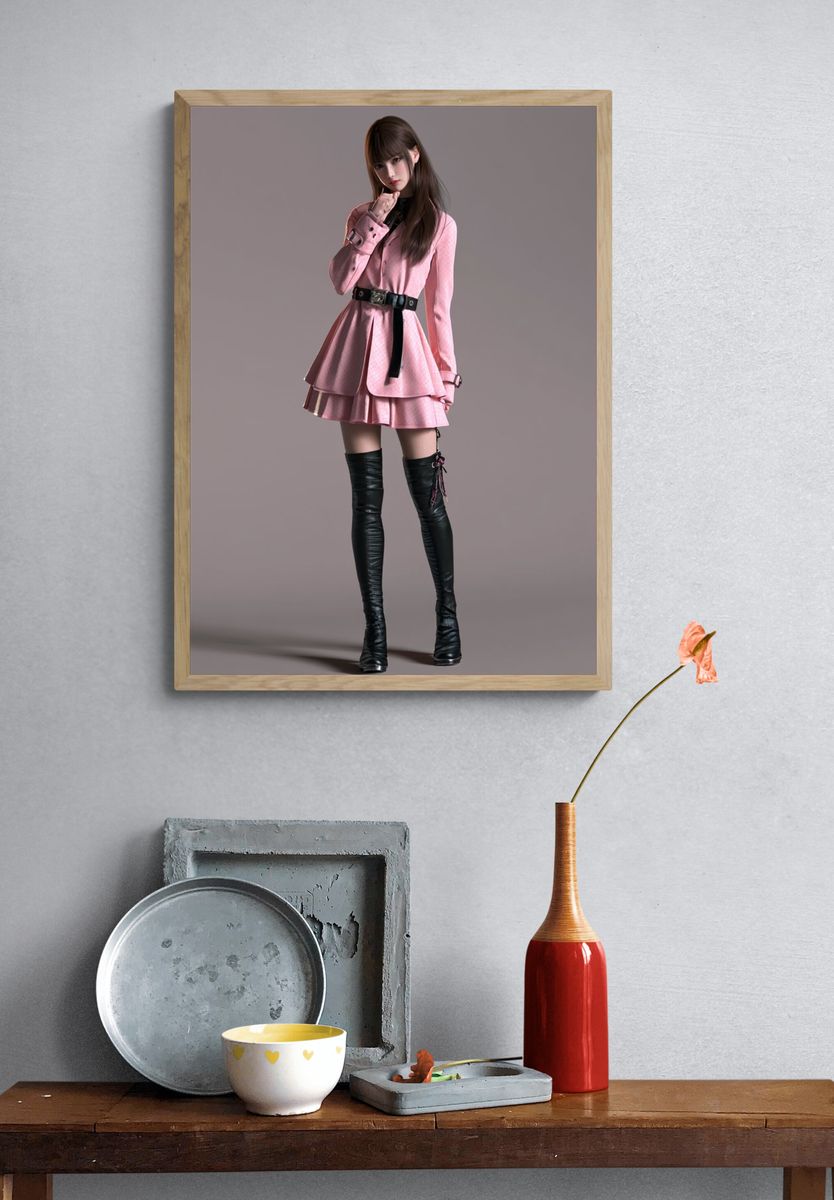Pink Fashion Portrait Poster. — room view 3