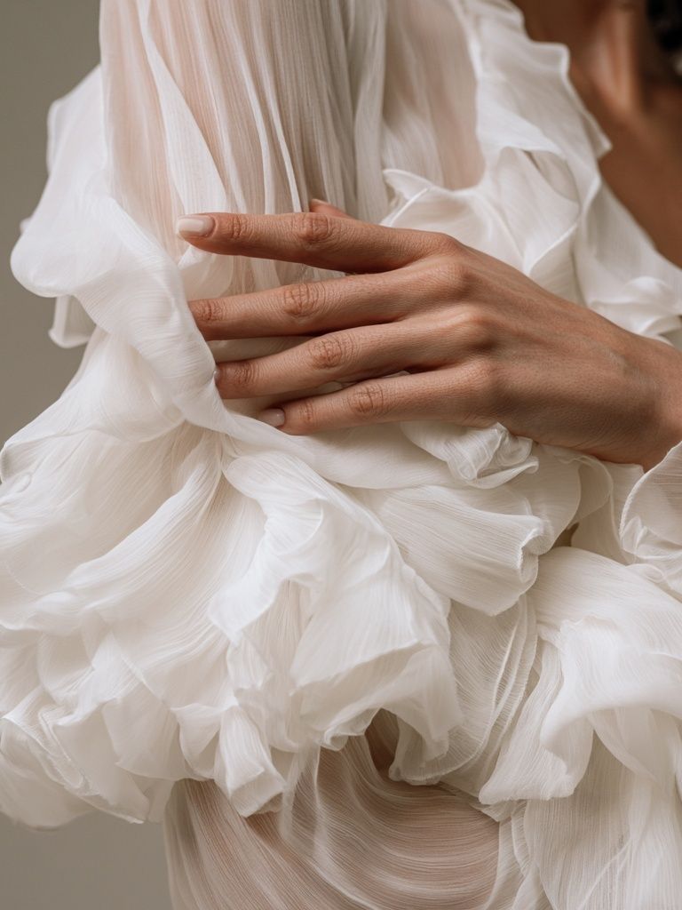 White Ruffled Fabric Fashion Poster. poster detail