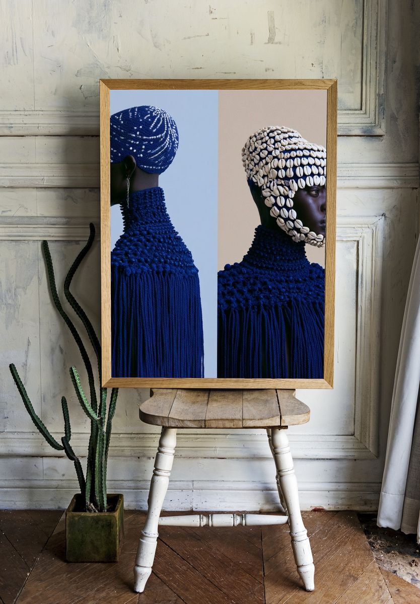 Shell-Adorned Portrait Fashion Print. — room view 1