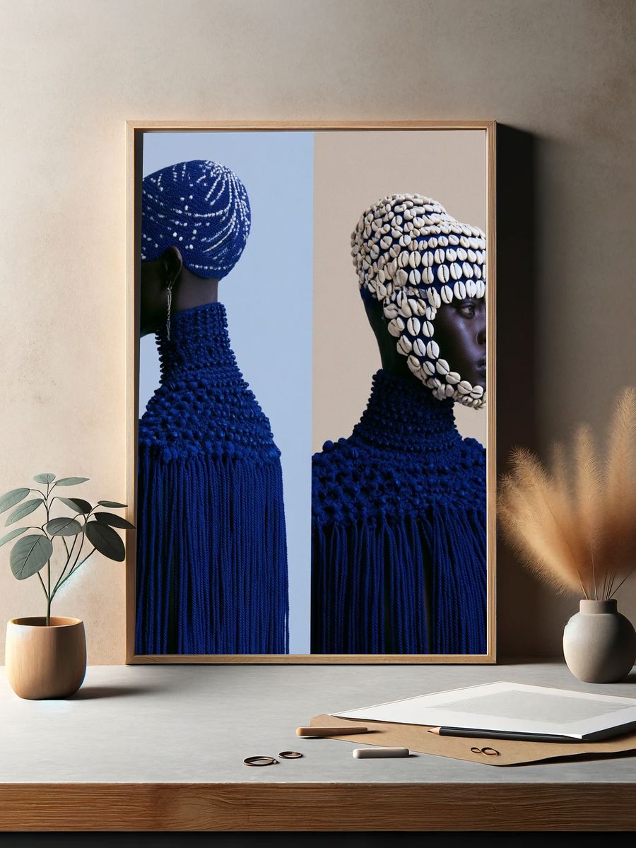 Shell-Adorned Portrait Fashion Print. — room view 2