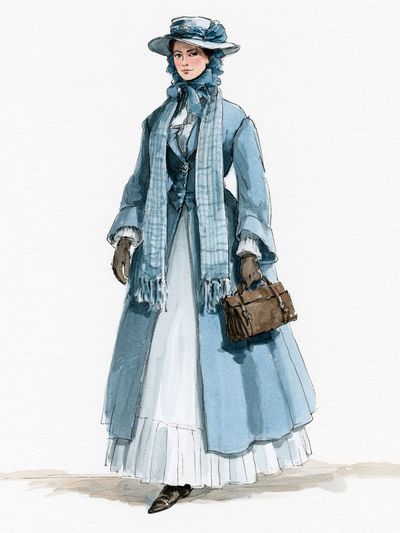 Victorian Fashion Woman Watercolor Print. poster
