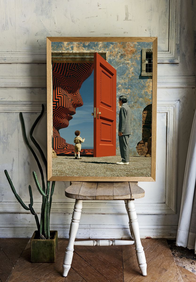 Surreal Doorway Illusion Print. room preview