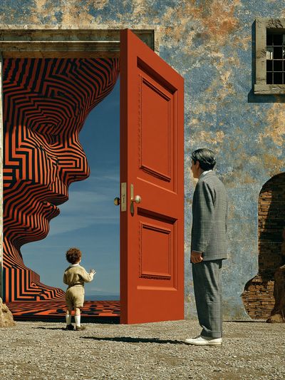 Surreal Doorway Illusion Print. poster