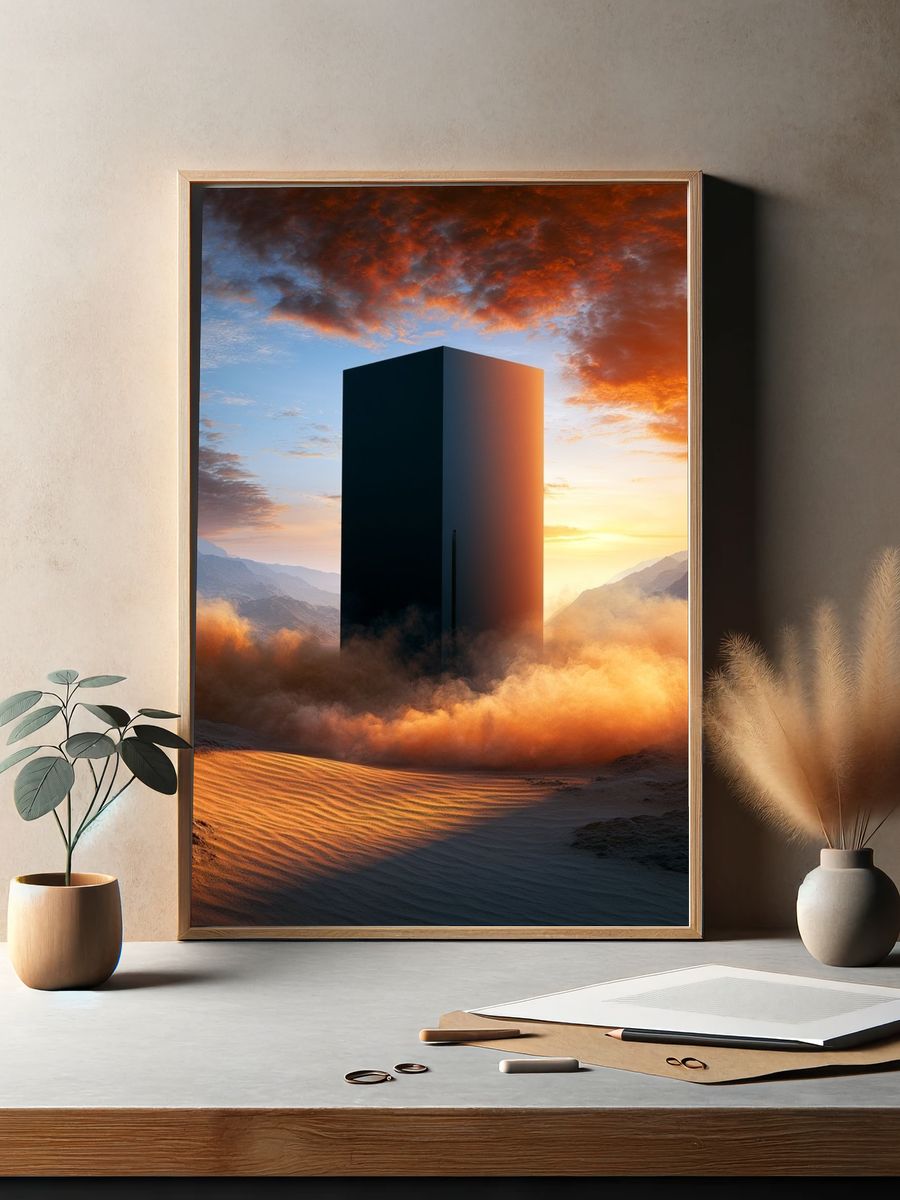 Desert Monolith Surrealism Print. — room view 2