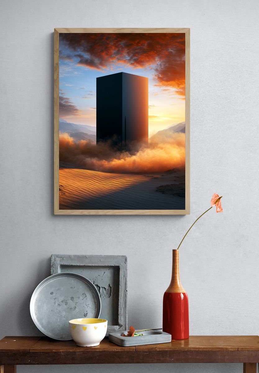 Desert Monolith Surrealism Print. — room view 3