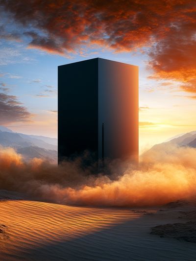 Desert Monolith Surrealism Print. poster