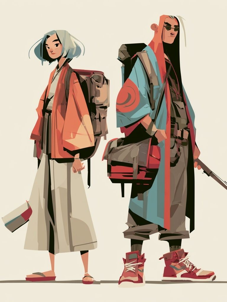 Stylized Fashion Duo Illustration Poster. poster detail