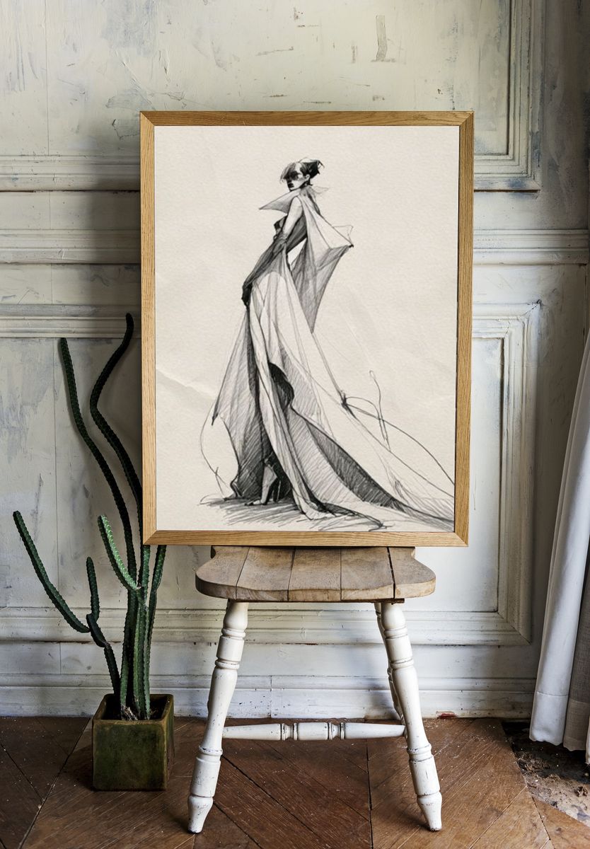 Fashion Figure Sketch Poster. — room view 1