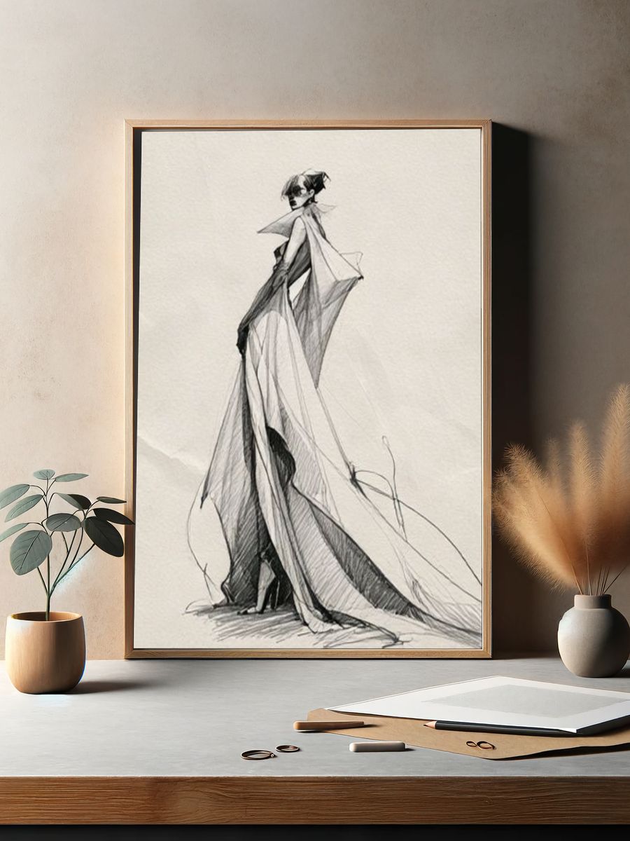 Fashion Figure Sketch Poster. — room view 2