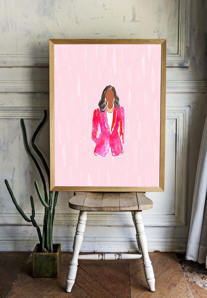 Pink Fashion Figure Illustration Poster. room preview