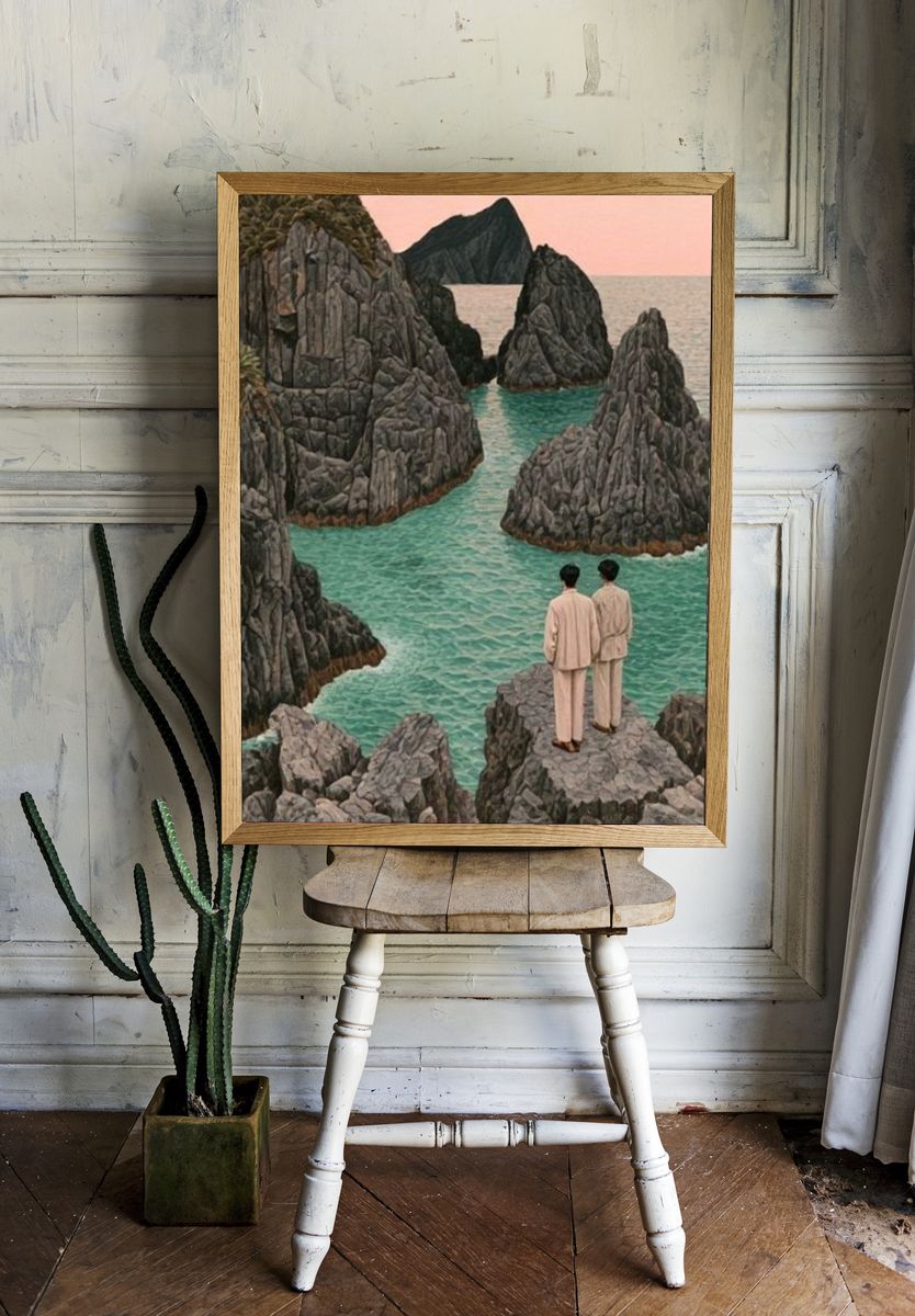 Surreal Coastal Cliffs Print. — room view 1