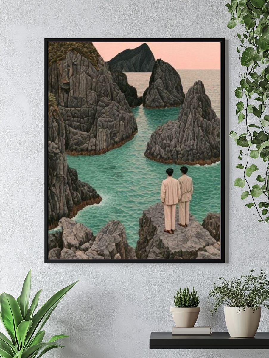 Surreal Coastal Cliffs Print. — room view 4