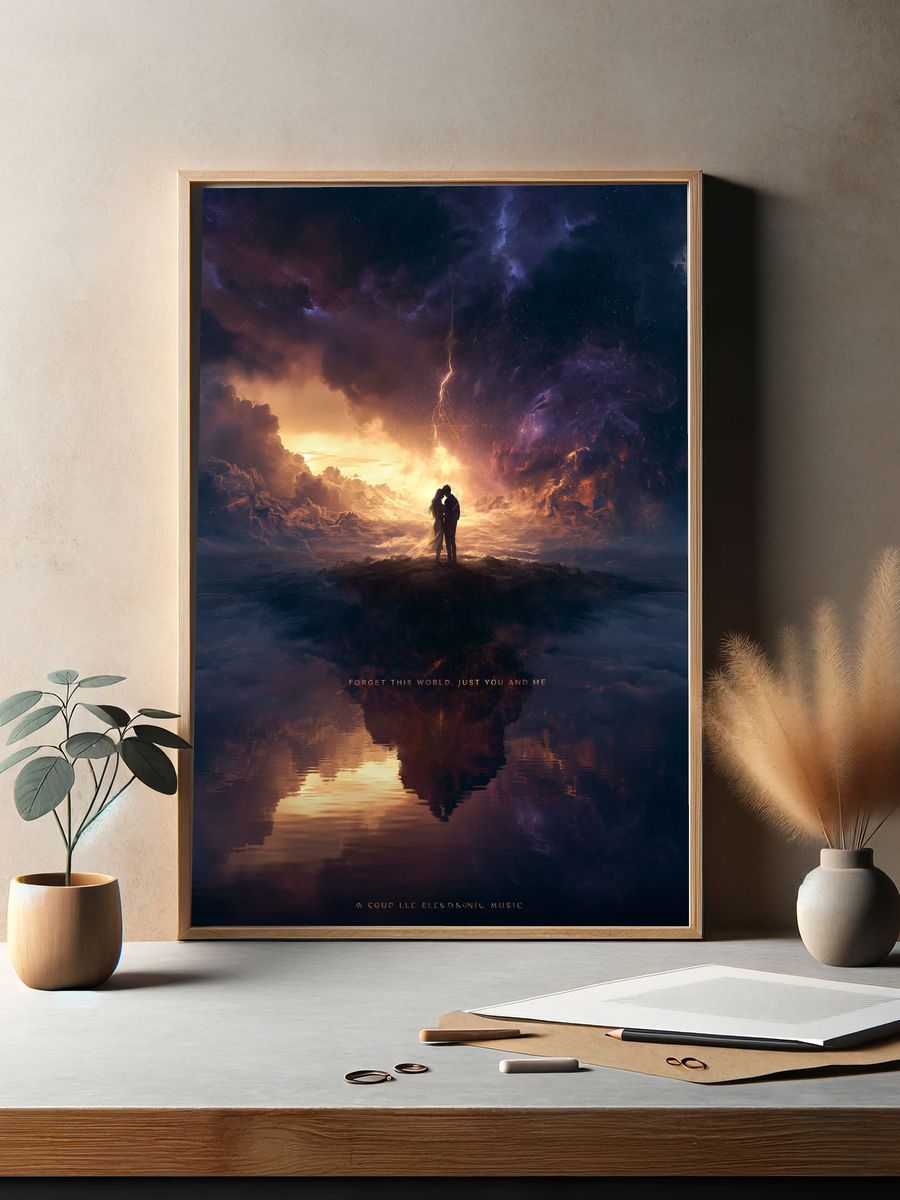 Cosmic Lovers Surrealism Poster. — room view 2