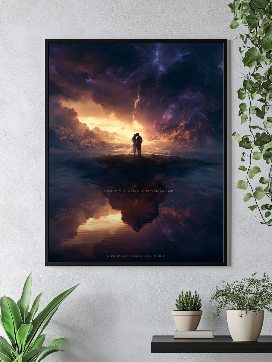 Cosmic Lovers Surrealism Poster. — room view 4