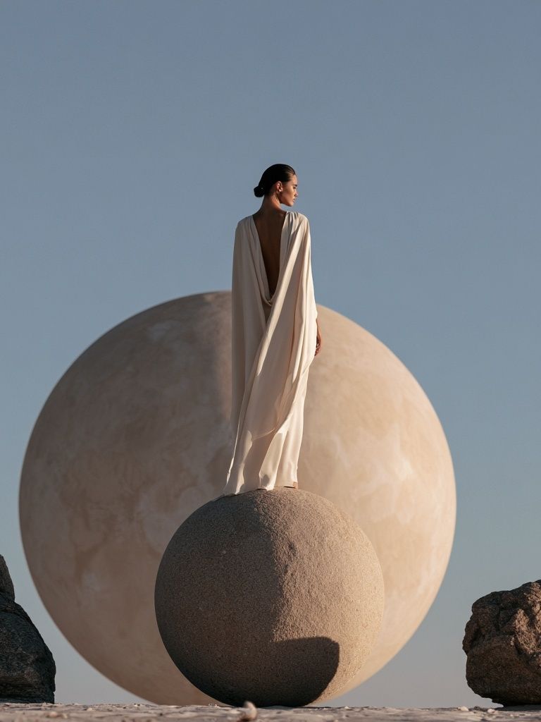 Surreal Figure on Sphere Print. poster detail