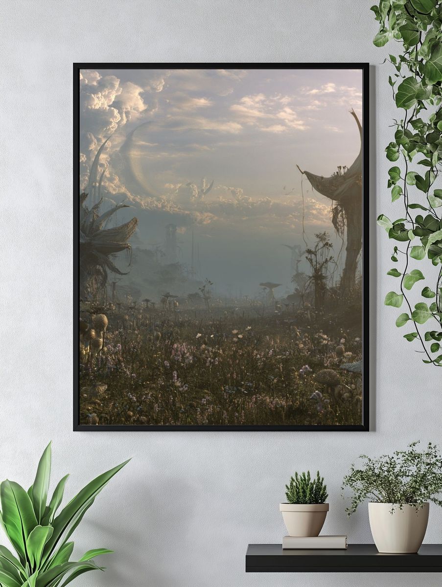 Surreal Alien Meadow Poster. — room view 4