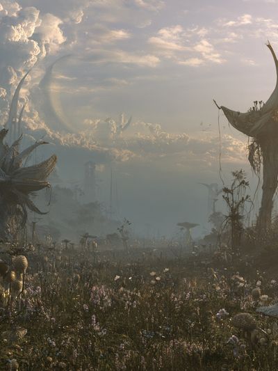 Surreal Alien Meadow Poster. poster