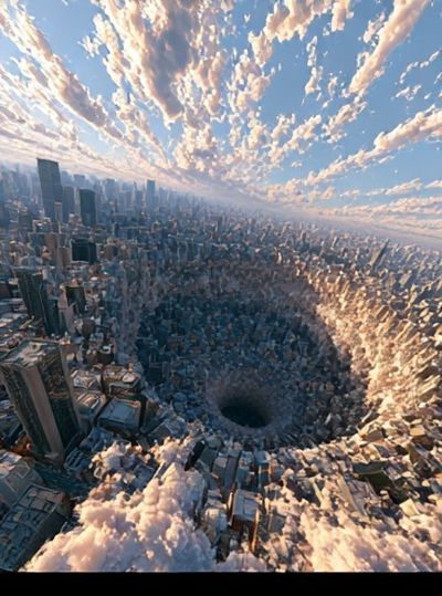 City Sinkhole Surrealism Poster. poster