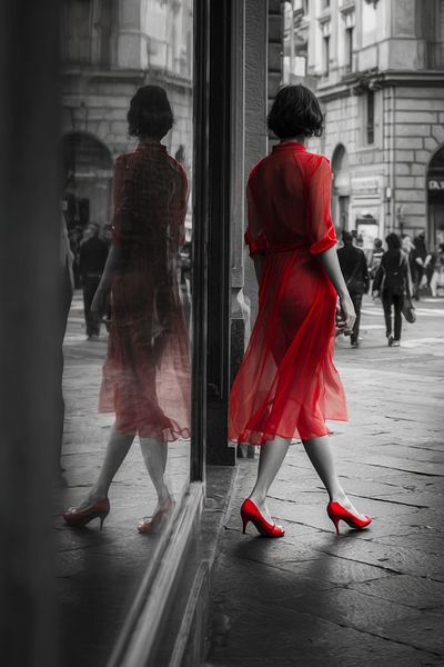 Red Dress Street Fashion Poster.