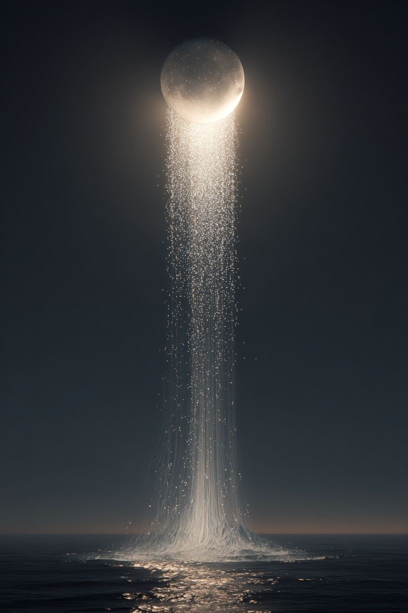 Moonlit Ocean Beam Surrealism Poster. poster — fine-art art
