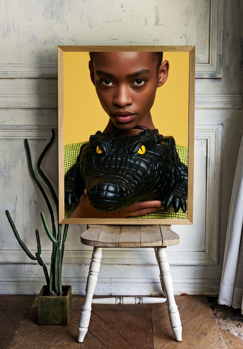 Fashion Portrait with Crocodile Bag Poster. — room view 1