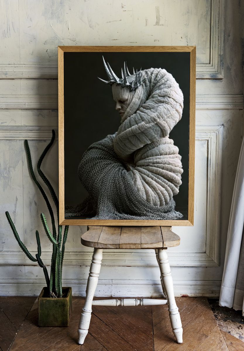 Surreal Crowned Figure Print. — room view 1
