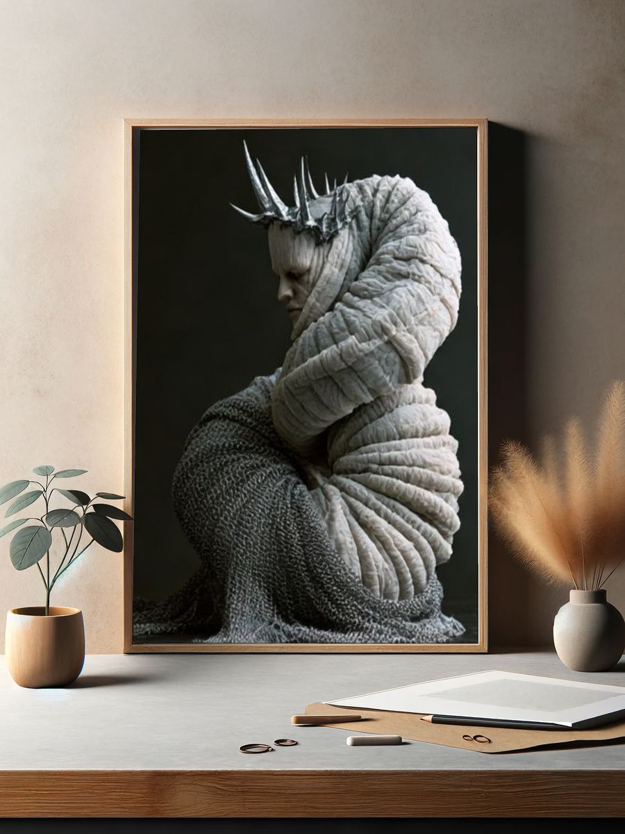 Surreal Crowned Figure Print. — room view 2