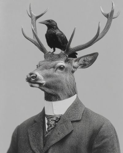 Deer Gentleman Surrealism Print. poster