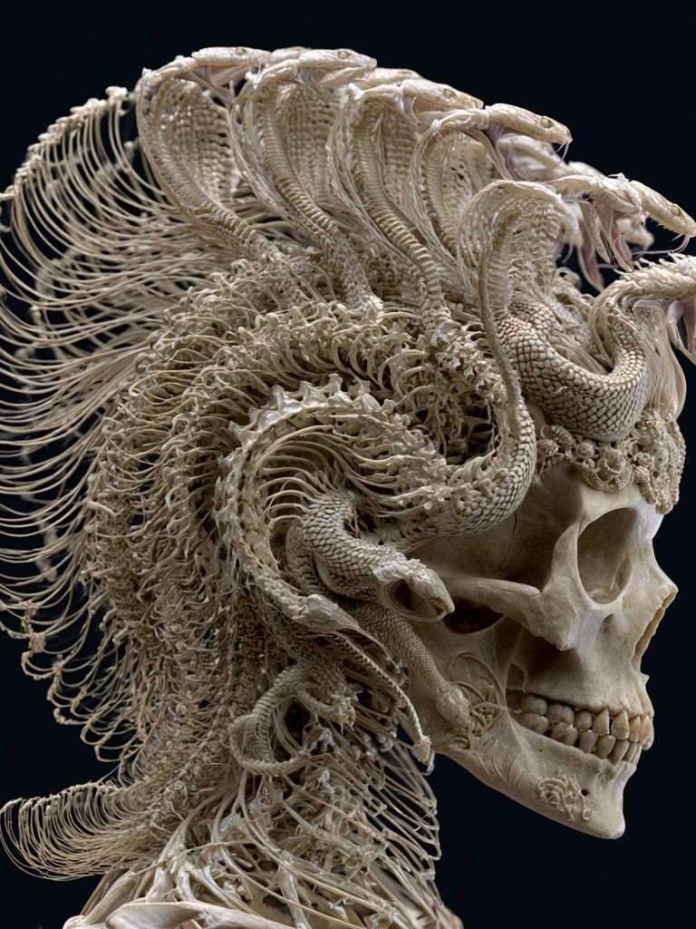 Serpent Skull Surrealism Print. poster — fine-art art