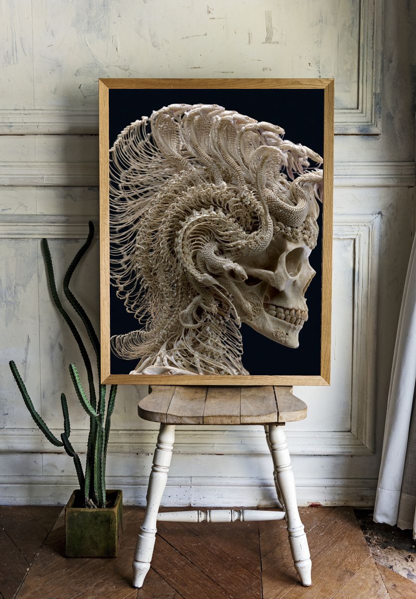 Serpent Skull Surrealism Print. — room view 1
