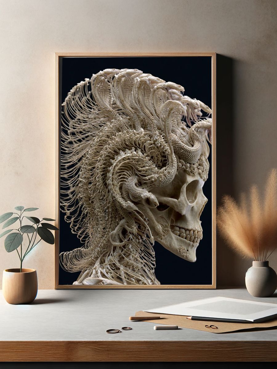 Serpent Skull Surrealism Print. — room view 2