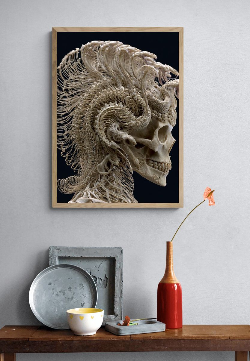 Serpent Skull Surrealism Print. — room view 3