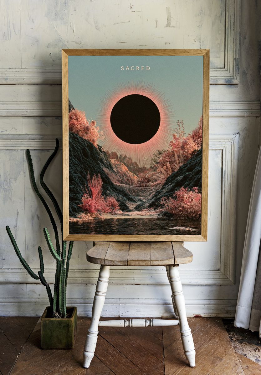 Sacred Eclipse Surrealism Poster. — room view 1
