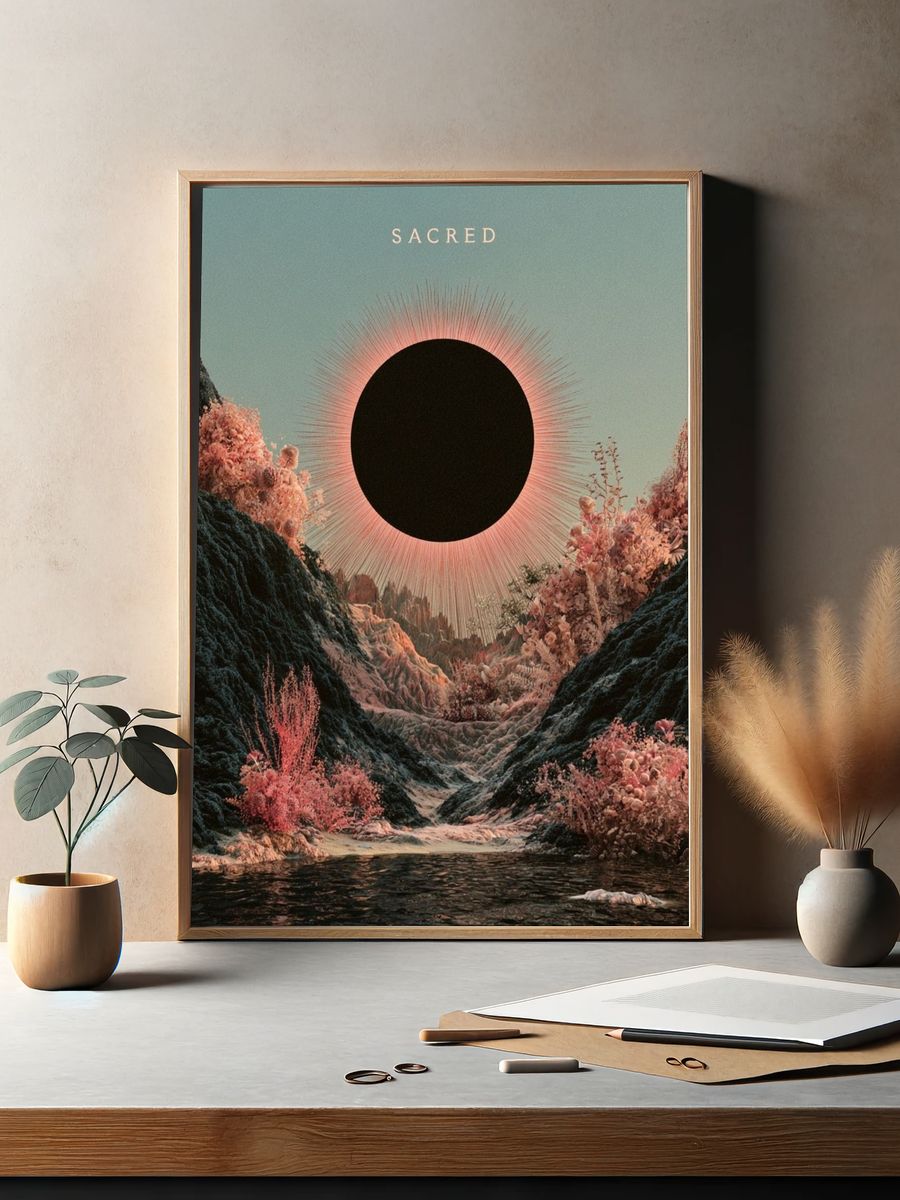 Sacred Eclipse Surrealism Poster. — room view 2