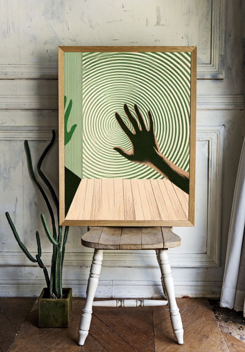 Surreal Hands Spiral Poster. room preview