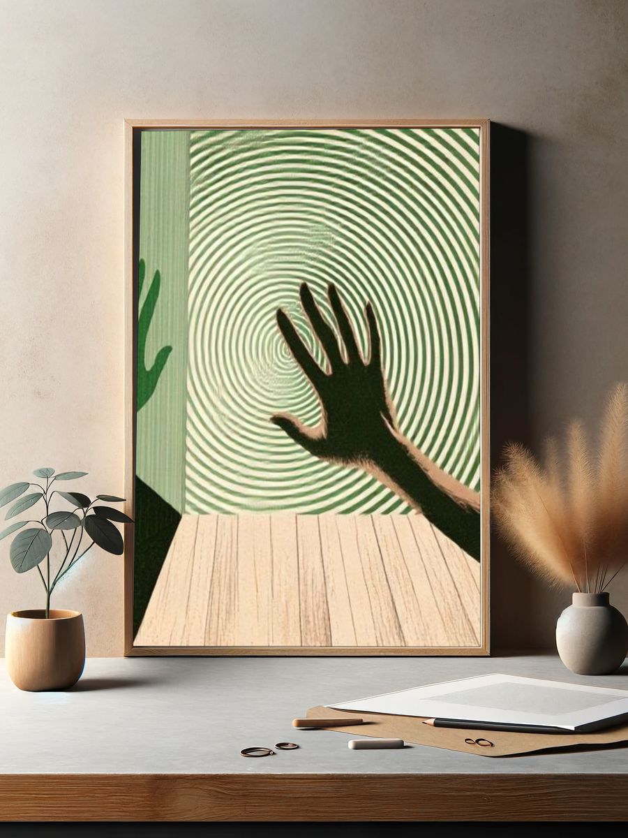 Surreal Hands Spiral Poster. — room view 2